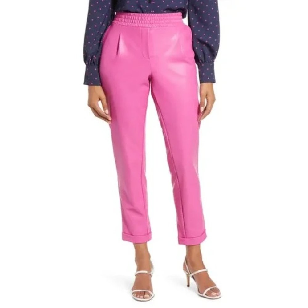 Halogen X Atlantic-Pacific Faux Leather Trousers Pink Cyclamen Size: Medium NWOT - Picture 9 of 9